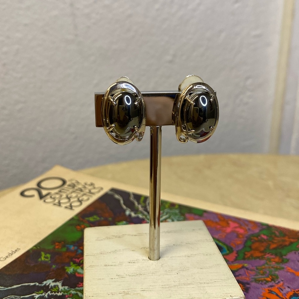 Oval Hematite Clip-on Earrings